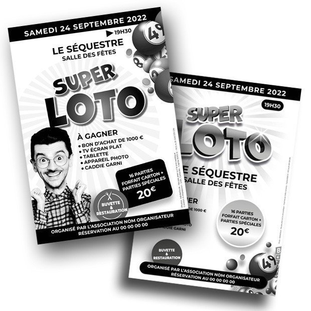 Pack communication loto : 10 Affiches & 100 Flyers pour loto