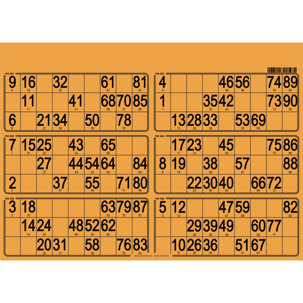 84 Paper 90 ball bingo tickets I 6 grids bingo paper I 90 number bingo