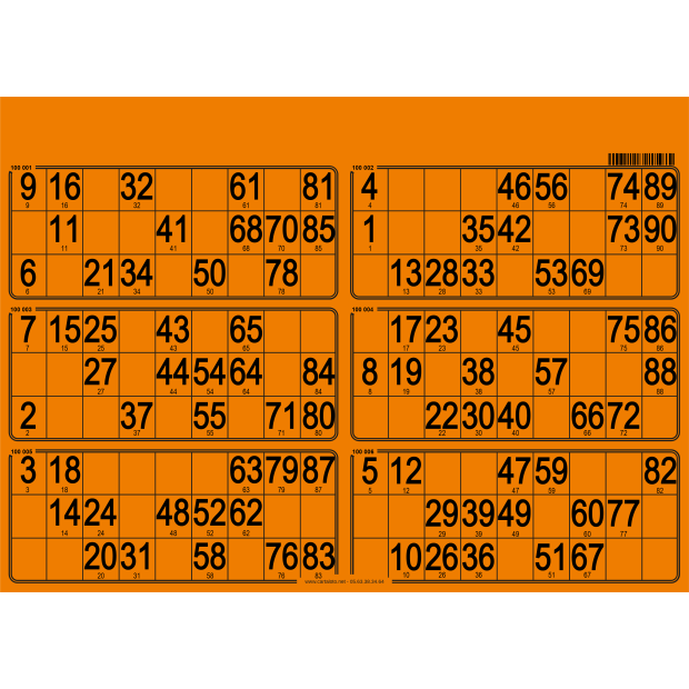 84 Paper 90 ball bingo tickets I 6 grids bingo paper I 90 number bingo