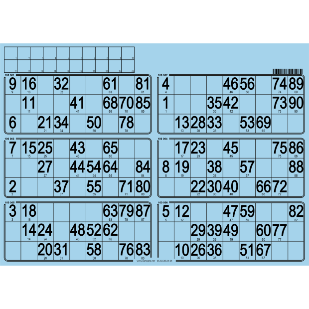84 Planches de loto de 6 grilles I Cartons de loto bristol 100% perso