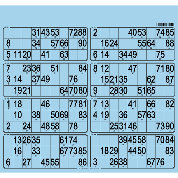 63 Paper 90 ball bingo tickets I 8 grids bingo paper I Bingo sheet