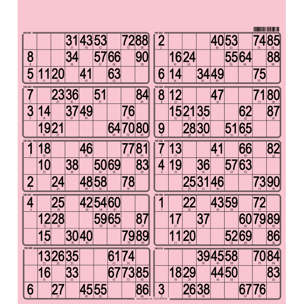 50 Planches de loto de 10 grilles I Feuilles de loto