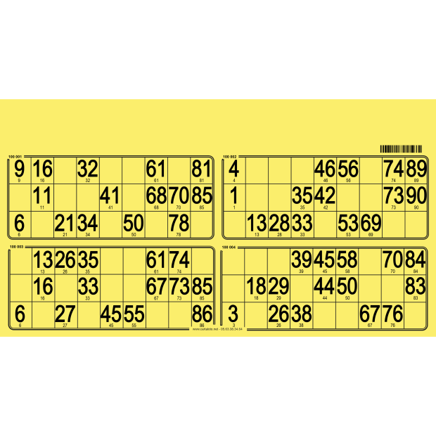125 bristol bingo cards with 4 grids  I Bingo cards 1-90