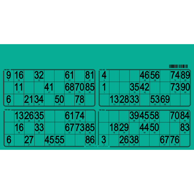 125 bristol bingo cards with 4 grids  I Bingo cards 1-90
