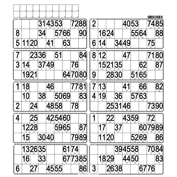 50 planches de loto de 10 grilles à tamponner I Feuilles de loto
