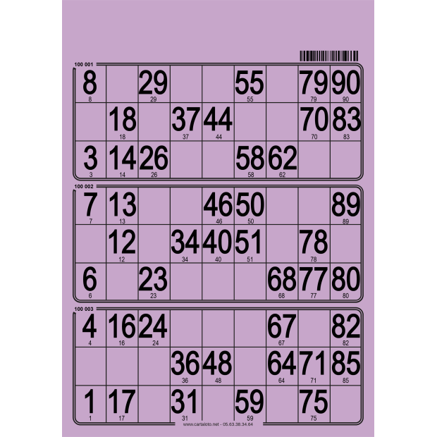 167 planches loto de 3 grilles en carton rigide I Fabriquées en France