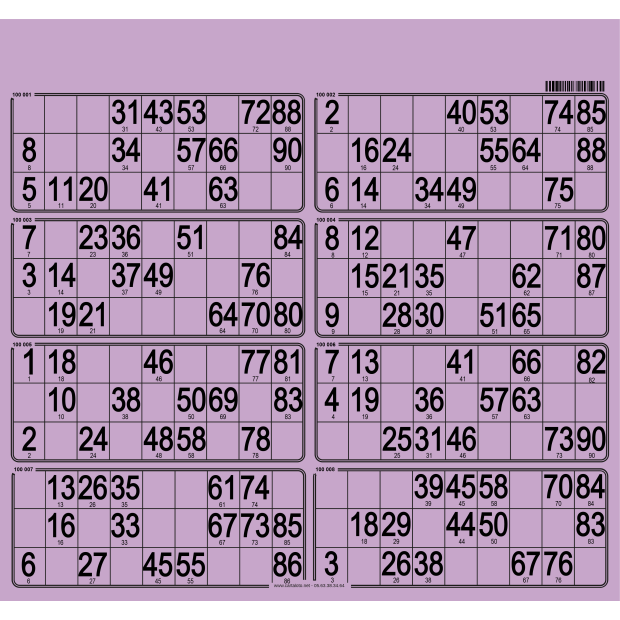 63 Hard bingo cards I 1-90 ball bingo game I  8 grids per board