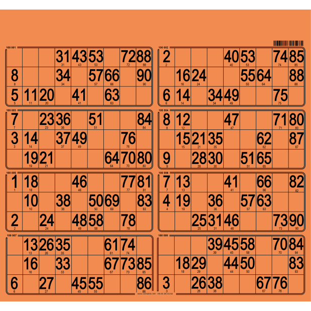 63 Hard bingo cards I 1-90 ball bingo game I  8 grids per board