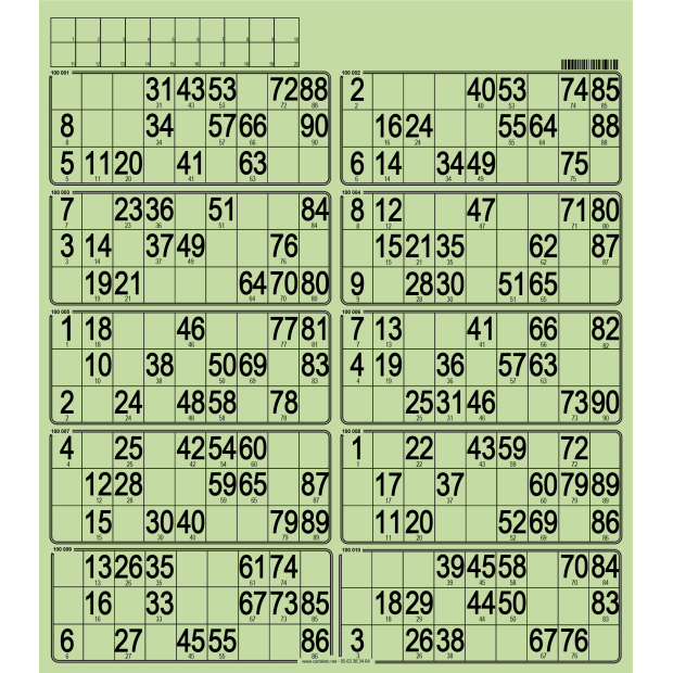 50 bristol bingo cards I Flexible card 90 ball bingo boards 10 grids