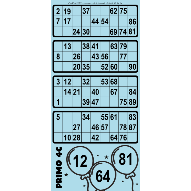 Primo 4C bingo game I Bingo cards I 1-90 number bingo