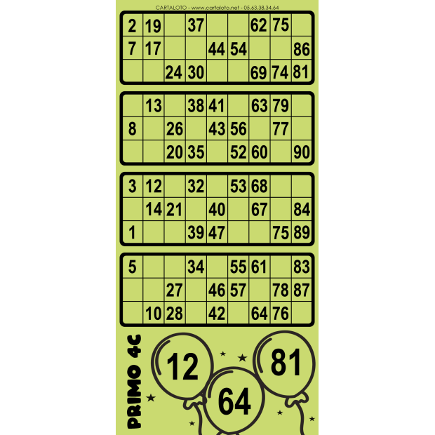 Primo 4C bingo game I Bingo cards I 1-90 number bingo