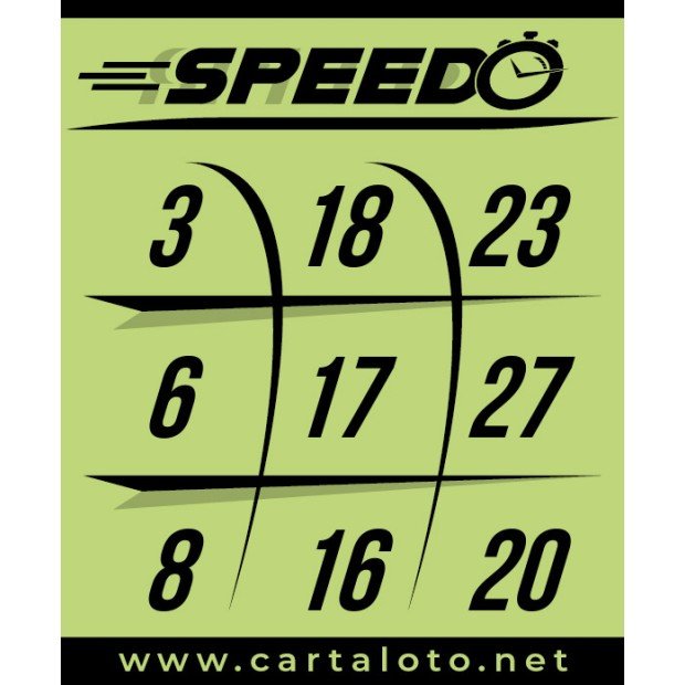Feuille loto Speedo 9 numéros I Jeu de loto rapide I Partie spéciale