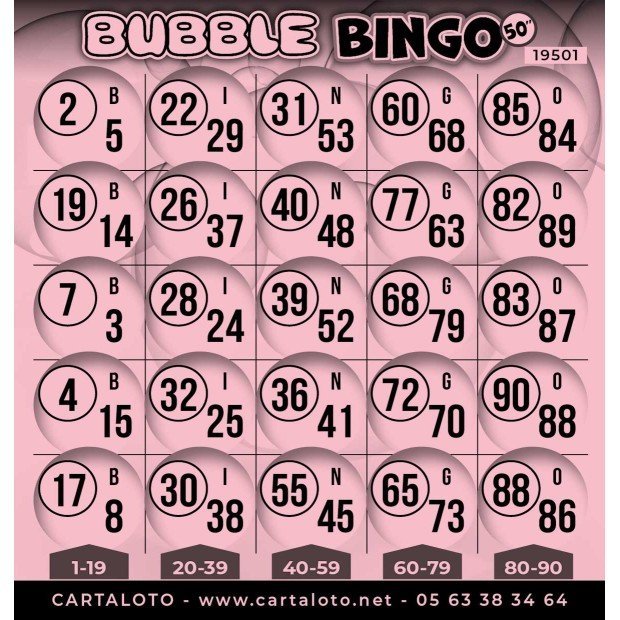 Bubble Bingo paper game with 50 numbers I Bingo sheets I Bingo grid