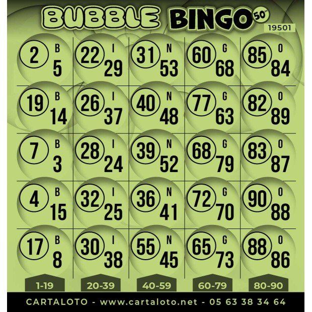 Bubble Bingo paper game with 50 numbers I Bingo sheets I Bingo grid