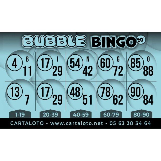Bubble Bingo 20 numbers bingo paper game I Bingo sheets