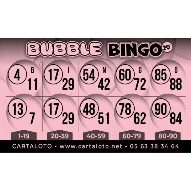 Bubble Bingo 20 numbers bingo paper game I Bingo sheets