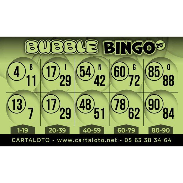 Bubble Bingo 20 numbers bingo paper game I Bingo sheets