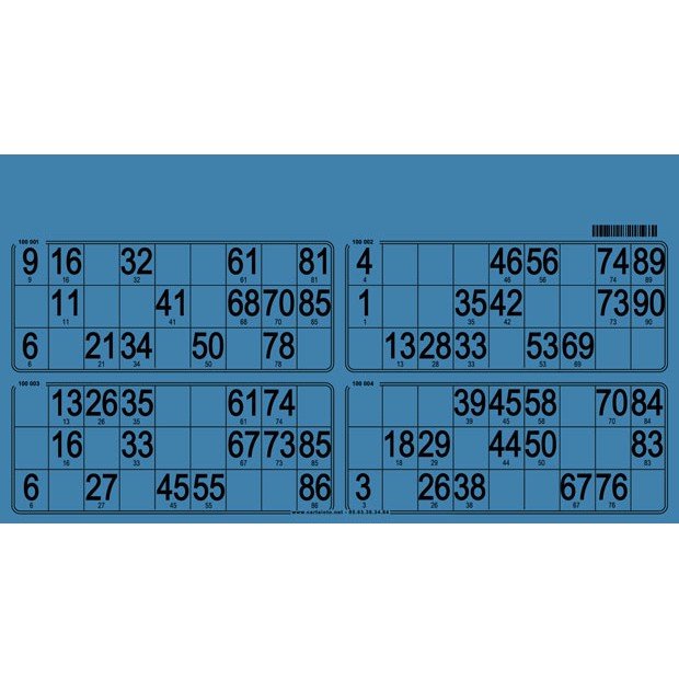 125 bristol bingo cards with 4 grids  I Bingo cards 1-90