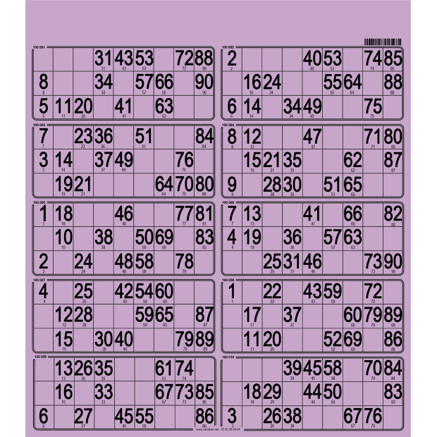 50 Planches de loto de 10 grilles I Feuilles de loto