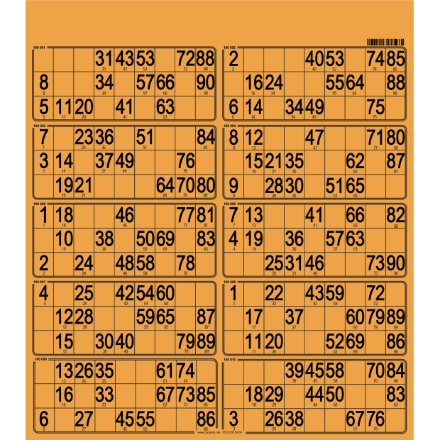 50 Planches de loto de 10 grilles I Feuilles de loto