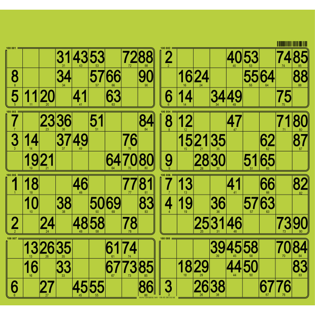 63 Hard bingo cards I 1-90 ball bingo game I  8 grids per board