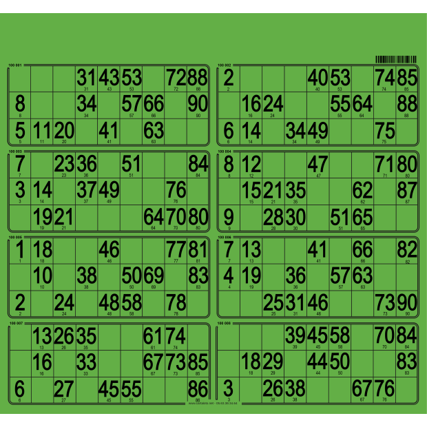 63 Hard bingo cards I 1-90 ball bingo game I  8 grids per board
