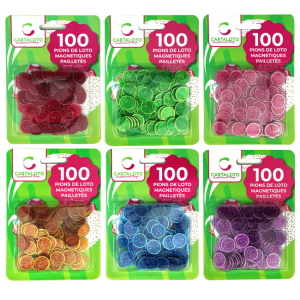 24 bags of 100 glittery magnetic bingo chips I Cartaloto bingo supplies