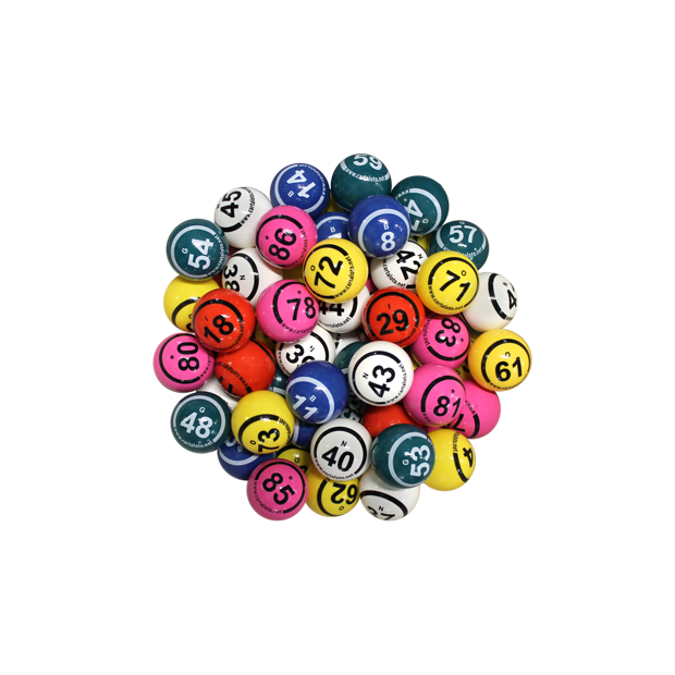 Bingo ball set I Multi-colored & double numbered coated balls 1 - 90