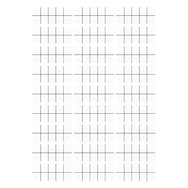 Sheet blank sticky label with stampable boxes I Stamp label sheet