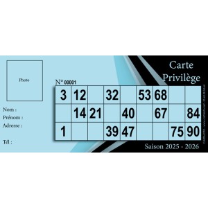 Carte privilège I Partie de loto spéciale I Grille loto personnalisé