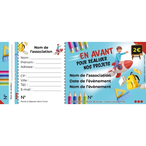 Ticket tombola personnalisé - Ecole