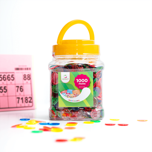 Boite de 1000 pions de loto en plastique