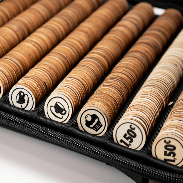 Wooden Case for Concession Stand Tokens | Cartaloto