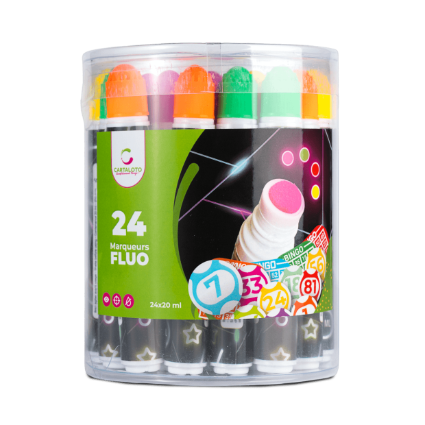 Box of 24 Fluorescent 20ml Bingo Markers | Cartaloto