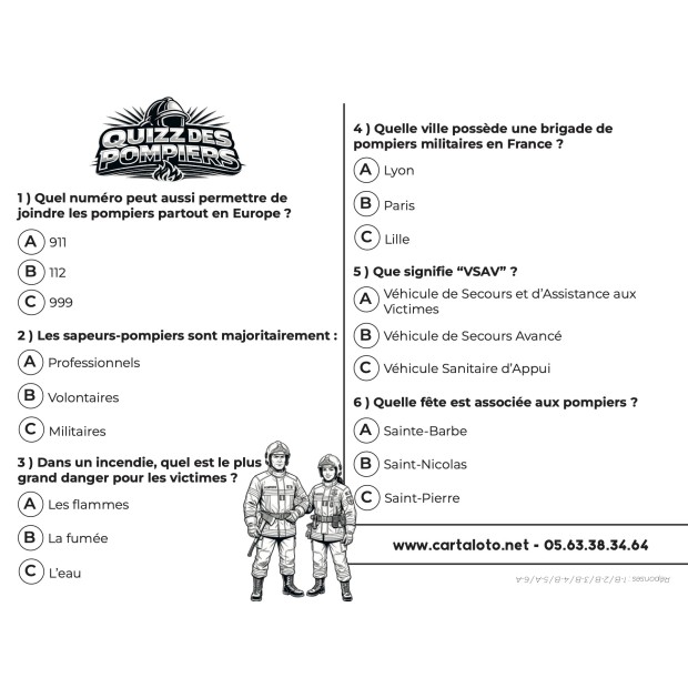 Firefighters Bingo Game | Special Themed Card