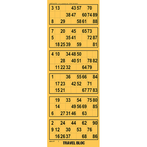 Bingo I Travel games bloc I Bingo flyers tickets pad I 90 ball bingo