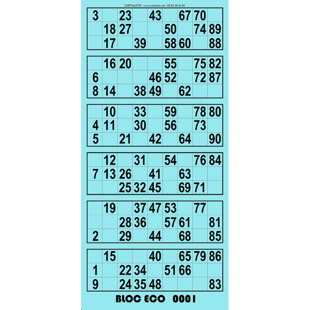 Bingo tickets with 6 grids I 90 ball bingo I Bingo paper sheets