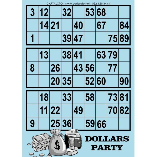 Dollar Party I Feuille de loto I Partie de loto spéciale