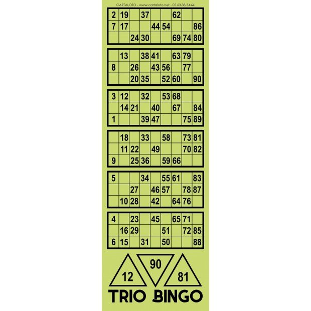 Triobingo I Bingo paper games I Bingo supplies & games