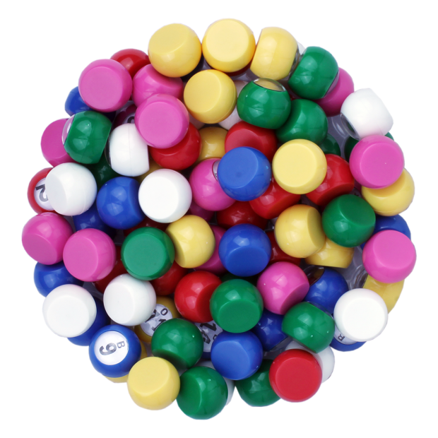 90 Boules de loto en plastique coloré à fond plat 22mm de diamètre